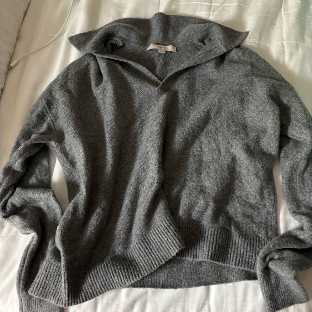 LOFT Charcoal v Neck Sweater